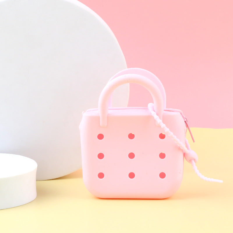 Wholesale 10pcs Cartoon Silicone Hole Bag Mini Coin DIY Parent-child Storage Bag Vegetable Basket Earphones Children's Small Wallet